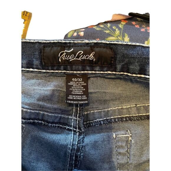 True Luck Mens  Blue Medium Light Wash Straight Leg Jeans Size 40/32 - Picture 6 of 6